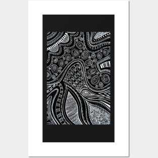 Abstract Dreaming Black and White Ink Posters and Art